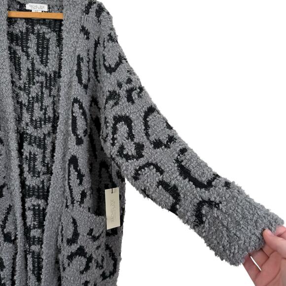 Rachel Zoe Women Fuzzy Cardigan Sweater Size 1X Open Pockets Warm Cozy Comfy - Picture 2 of 5